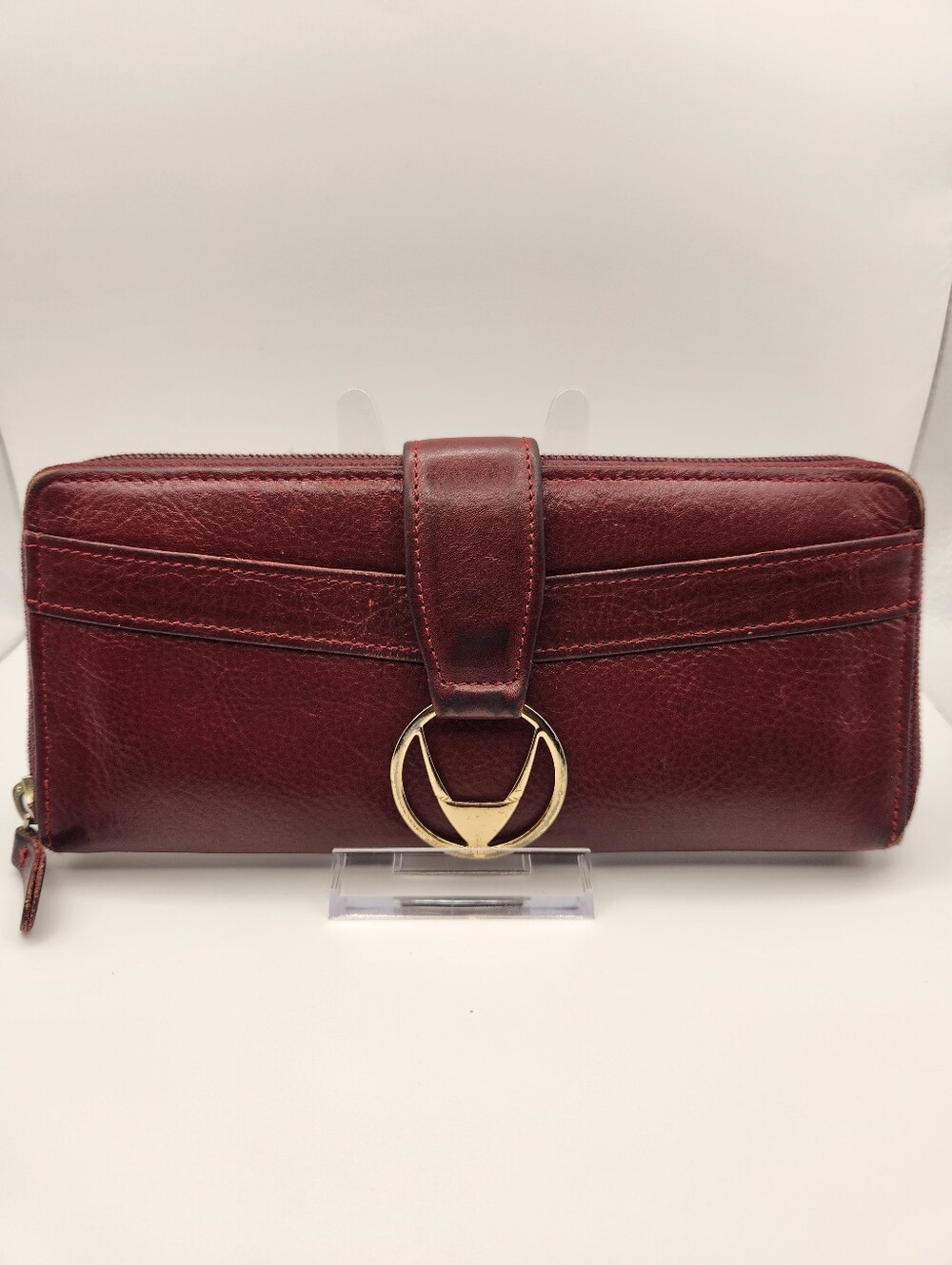 Hidesign Azha W1 Burgundy Leather Zip Around Continental Wallet